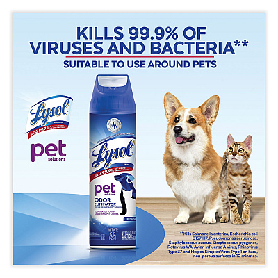 LYSOL Disinfectant Spray II Pet Odor Eliminator, Fresh, 15 oz Aerosol Spray, 12/Carton (RAC99804CT)