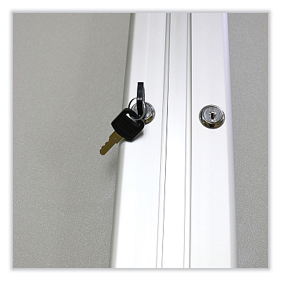 Ghent 2 Door Enclosed Vinyl Bulletin Board with Satin Aluminum Frame, 48 x 36, Silver Surface (GHEPA23648VX193)