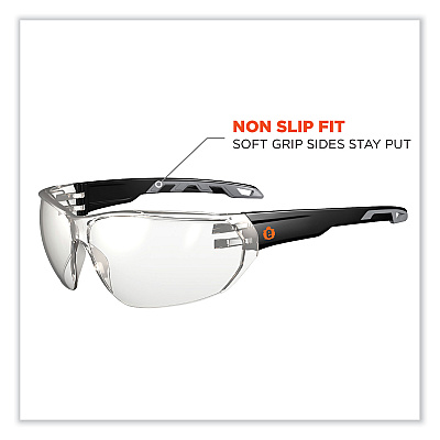 ergodyne Skullerz Vali Frameless Safety Glasses, Black Nylon Impact Frame, Anti-Fog Indoor/Outdoor Polycarbonate Lens (EGO59283)