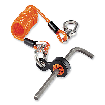ergodyne Squids 3130M Coiled Cable Lanyard with Carabiners, 5 lb Max Working Capacity, 6.5" to 48" Long, Orange (EGO19131)