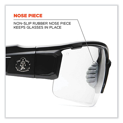 ergodyne Skullerz Dagr Safety Glasses, Matte Black Nylon Impact Frame, Anti-Fog Clear Polycarbonate Lens (EGO52403)