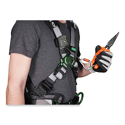 ergodyne Squids 3002 Retractable Lanyard with Carabiner + Belt-Loop Anchor, 2 lb Max Working Capacity, 6" to 48" Long, Gray (EGO19302)