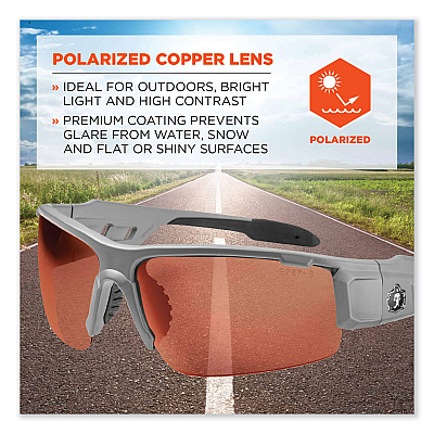 ergodyne Skullerz Dagr Safety Glasses, Kryptek Highlander Nylon Impact Frame, Polarized Copper Polycarbonate Lens (EGO52321)