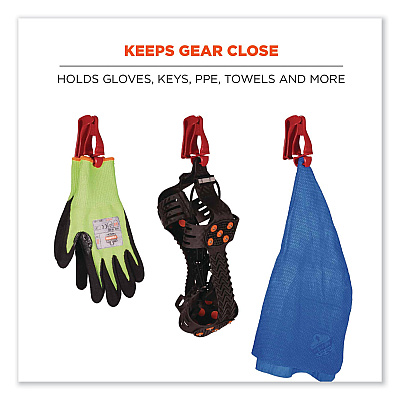 ergodyne Squids 3405 Belt Clip Glove Clip Holder, 1 x 1 x 6, Acetal Copolymer, Red (EGO19123)