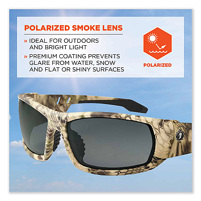 ergodyne Skullerz Odin Safety Glasses, Kryptek Highlander Nylon Impact Frame, Polarized Smoke Lens (EGO50331)