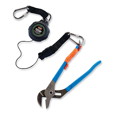 ergodyne Squids 3000 Retractable Tool Lanyard with Carabiner Anchor, 1 lb Working Capacity, 48" Long, Black (EGO19300)