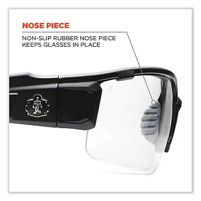 ergodyne Skullerz Dagr Safety Glasses, Matte Gray Nylon Impact Frame, Anti-Fog Clear Polycarbonate Lens (EGO52103)