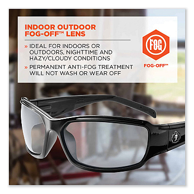 ergodyne Skullerz Thor Safety Glasses, Black Nylon Impact Frame, AntiFog Indoor/Outdoor Polycarbonate Lens (EGO51083)