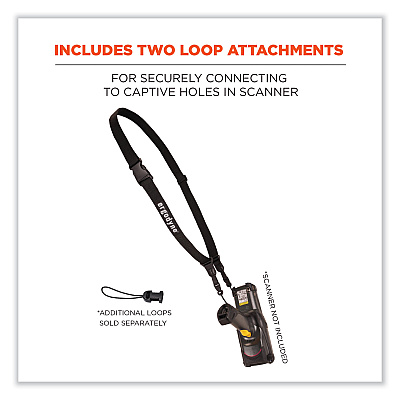 ergodyne Squids 3134 Barcode Scanner Lanyard Sling, 28" to 66" Long, Black (EGO19166)