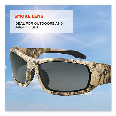 ergodyne Skullerz Odin Safety Glasses, Kryptek Highlander Nylon Impact Frame, Smoke Polycarbonate Lens (EGO50330)