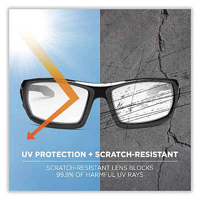 ergodyne Skullerz Odin Safety Glasses, Black Nylon Impact Frame, Blue Mirror Polycarbonate Lens (EGO50092)