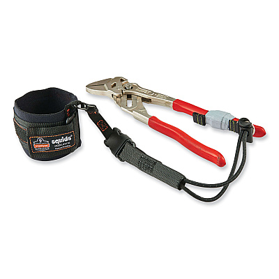 ergodyne Squids 3116 Pull-On Wrist Lanyard with Buckle, 3 lb Max Working Capacity, 7.5" Long, Black (EGO19057)