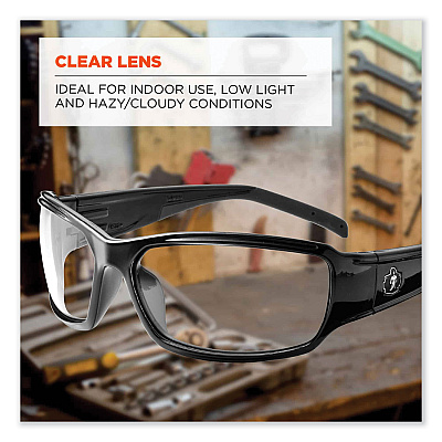 ergodyne Skullerz Thor Safety Glasses, Black Nylon Impact Frame, Clear Polycarbonate Lens (EGO51000)