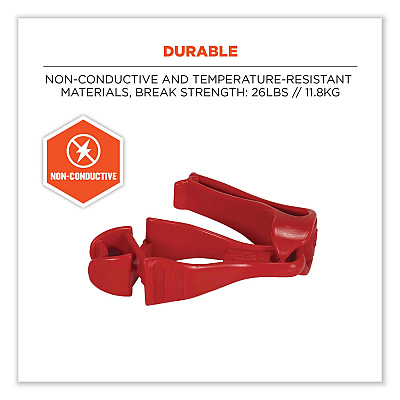 ergodyne Squids 3405 Belt Clip Glove Clip Holder, 1 x 1 x 6, Acetal Copolymer, Red (EGO19123)