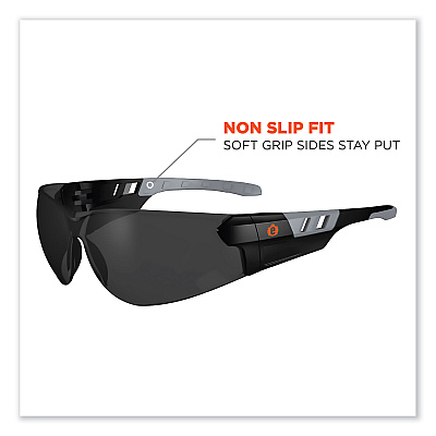 ergodyne Skullerz Saga Frameless Safety Glasses, Matte Black Nylon Impact Frame, Smoke Polycarbonate Lens (EGO59130)