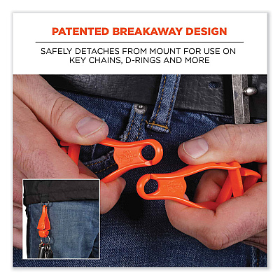 ergodyne Squids 3400 Dual Clip Glove Clip Holder, 1 x 1 x 6.5, Acetal Copolymer, Red (EGO19113)