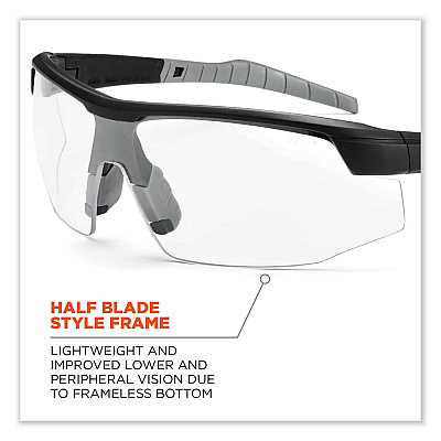 ergodyne Skullerz Skoll Safety Glasses, Matte Black Nylon Impact Frame, Clear Polycarbonate Lens (EGO59000)