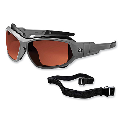 ergodyne Skullerz Loki Safety Glasses/Goggles, Gray Nylon Impact Frame, Polarized Copper Polycarbonate Lens (EGO56121)