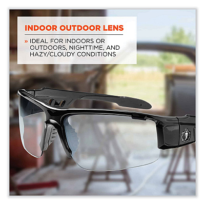 ergodyne Skullerz Dagr Safety Glasses, Black Nylon Impact Frame, Indoor/Outdoor Polycarbonate Lens (EGO52080)