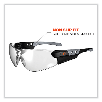 ergodyne Skullerz Saga Frameless Safety Glasses, Black Nylon Impact Frame, Indoor/Outdoor Polycarbonate Lens (EGO59180)