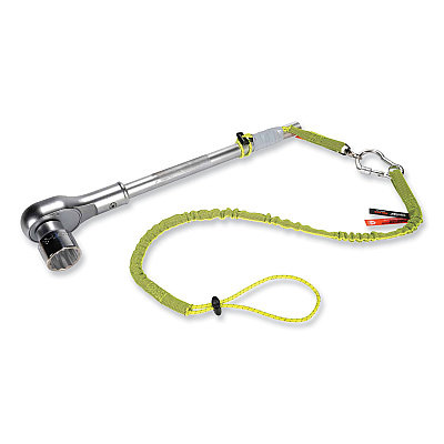 ergodyne Squids 3100 Lanyard with Aluminum Carabiner + Cinch-Loop, 10 lb Max Working Capacity, 35" to 45" Long, Lime (EGO19003)