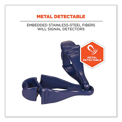 ergodyne Squids 3400MD Metal Detectable Dual Clip Glove Clip Holder, 1 x 1 x 6.5, Acetal Copolymer, Deep Blue (EGO19132)