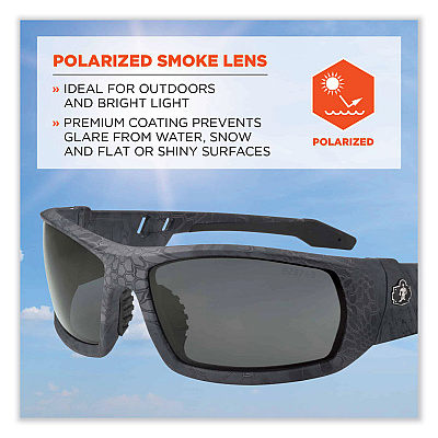 ergodyne Skullerz Odin Safety Glasses, Kryptek Typhon Nylon Impact Frame, Polarized Smoke Polycarbonate Lens (EGO50531)