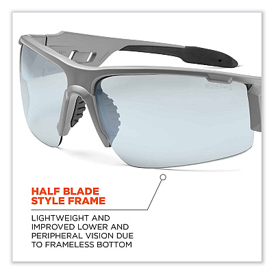 ergodyne Skullerz Dagr Safety Glasses, Matte Gray Nylon Impact Frame, Indoor/Outdoor Polycarbonate Lens (EGO52180)