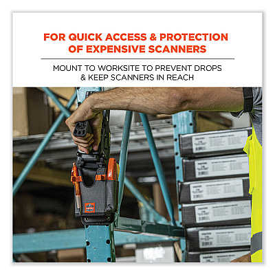 ergodyne Squids 5543 Handheld Barcode Scanner Mount Holder with Fastener Straps, 2 Compartments, 3.5 x 1.5 x 6.3, Gray (EGO19184)