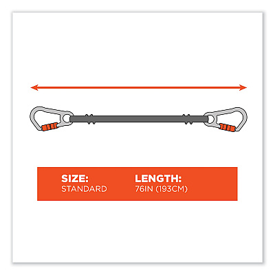 ergodyne Squids 3149 Tool Lanyard with XL + Swivel Carabiners, 80 lb Max Work Capacity, 76" Long, Orange/Black (EGO19149)