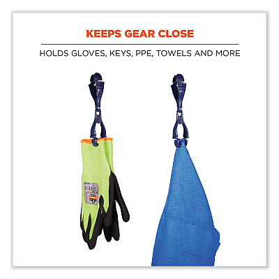 ergodyne Squids 3400MD Metal Detectable Dual Clip Glove Clip Holder, 1 x 1 x 6.5, Acetal Copolymer, Deep Blue (EGO19132)
