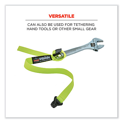 ergodyne Squids 3155 Elastic Lanyard with Clamp, 2 lb Max Working Capacity, 18" to 48" Long, Lime (EGO19155)