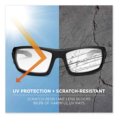 ergodyne Skullerz Odin Safety Glasses, Matte Black Nylon Impact Frame, Anti-Fog Clear Polycarbonate Lens (EGO50403)
