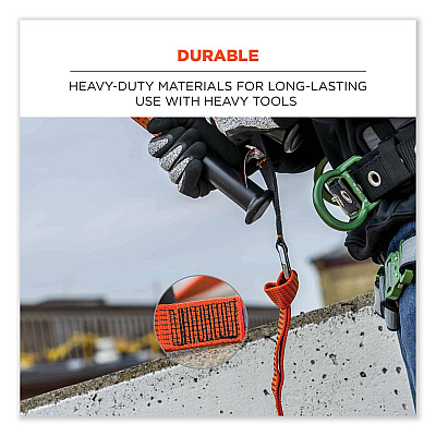 ergodyne Squids 3148 Tool Lanyard with XL Carabiner + Threaded Loop, 80 lb Max Working Capacity, 76" Long, Orange/Black (EGO19148)