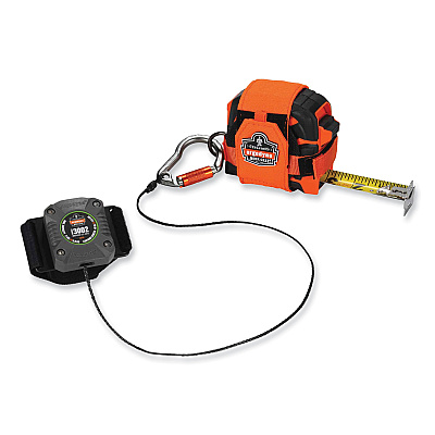 ergodyne Squids 3002 Retractable Lanyard with Carabiner + Belt-Loop Anchor, 2 lb Max Working Capacity, 6" to 48" Long, Gray (EGO19302)