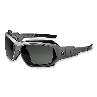 ergodyne Skullerz Loki Safety Glasses/Goggles, Matte Gray Nylon Impact Frame, Polarized Smoke Polycarbonate Lens (EGO56131)