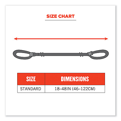 ergodyne Squids 3150 Elastic Lanyard with Buckle, 2 lb Max Working Capacity, 18" to 48" Long, Lime (EGO19150)