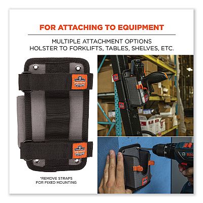 ergodyne Squids 5543 Handheld Barcode Scanner Mount Holder with Fastener Straps, 2 Compartments, 3.5 x 1.5 x 6.3, Gray (EGO19184)