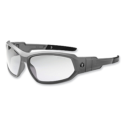 ergodyne Skullerz Loki Safety Glasses/Goggles, Matte Gray Nylon Impact Frame, Anti-Fog Clear Polycarb Lens (EGO56103)