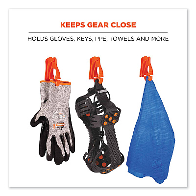 ergodyne Squids 3405 Belt Clip Glove Clip Holder, 1 x 1 x 6, Acetal Copolymer, Orange (EGO19128)