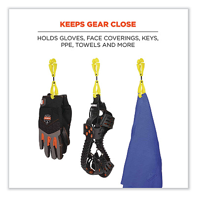 ergodyne Squids 3420 Dual Clip Swivel Glove Clip Holder, 1 x 0.6 x 5.5, Acetal Copolymer, Lime (EGO19419)