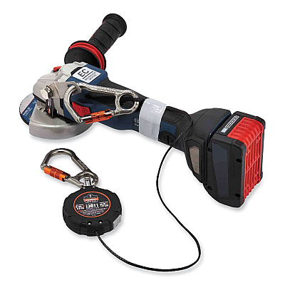 ergodyne Squids 3011 Retractable Lanyard with Tool + Swivel Anchor Carabiners, 8 lb Max Working Capacity, 48" Long, Black (EGO19311)