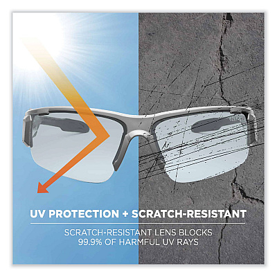 ergodyne Skullerz Dagr Safety Glasses, Matte Gray Nylon Impact Frame, Indoor/Outdoor Polycarbonate Lens (EGO52180)