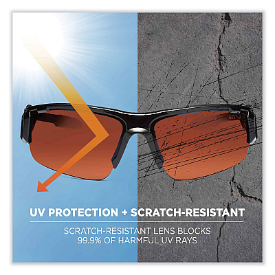ergodyne Skullerz Dagr Safety Glasses, Black Nylon Impact Frame, Polarized Copper Polycarbonate Lens (EGO52021)