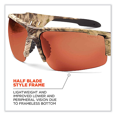 ergodyne Skullerz Dagr Safety Glasses, Kryptek Highlander Nylon Impact Frame, Copper Polycarbonate Lens (EGO52320)