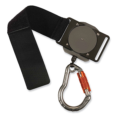 ergodyne Squids 3002 Retractable Lanyard with Carabiner + Belt-Loop Anchor, 2 lb Max Working Capacity, 6" to 48" Long, Gray (EGO19302)