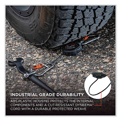 ergodyne Squids 3011 Retractable Lanyard with Tool + Swivel Anchor Carabiners, 8 lb Max Working Capacity, 48" Long, Black (EGO19311)