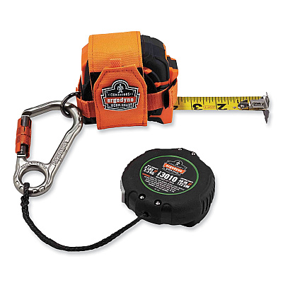 ergodyne Squids 3010 Retractable Lanyard with Locking Carabiner + Belt Clip, 5 lb Max Working Capacity, 48" Long, Black (EGO19310)