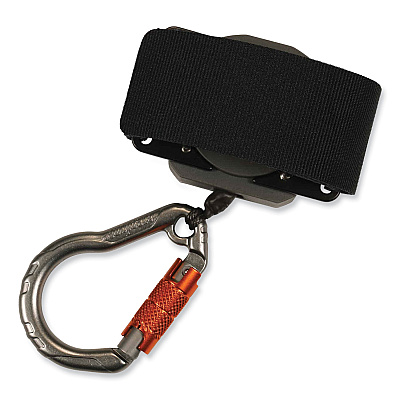 ergodyne Squids 3002 Retractable Lanyard with Carabiner + Belt-Loop Anchor, 2 lb Max Working Capacity, 6" to 48" Long, Gray (EGO19302)