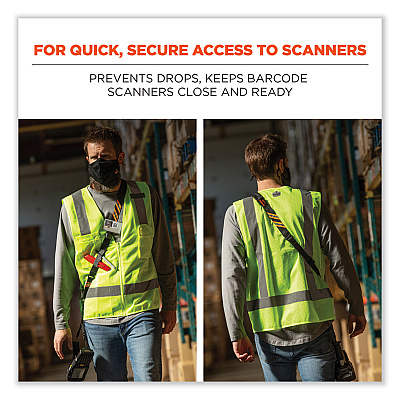 ergodyne Squids 3137 Padded Barcode Scanner Lanyard Sling, 49" to 60" Long, Black (EGO19177)